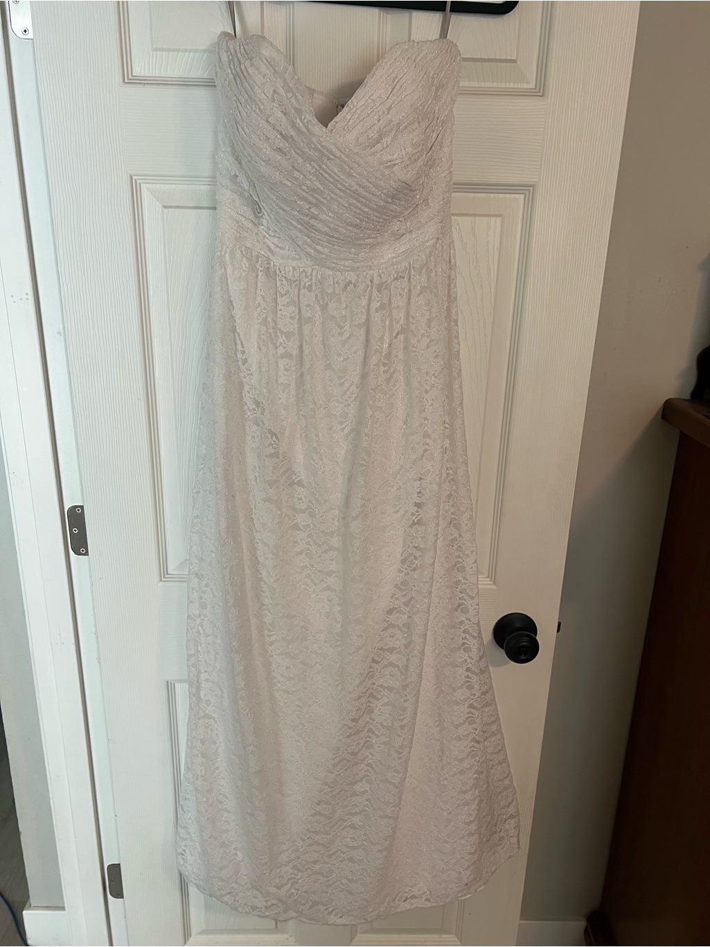 Wtoo White Strapless Lace-Trim Wedding Dress